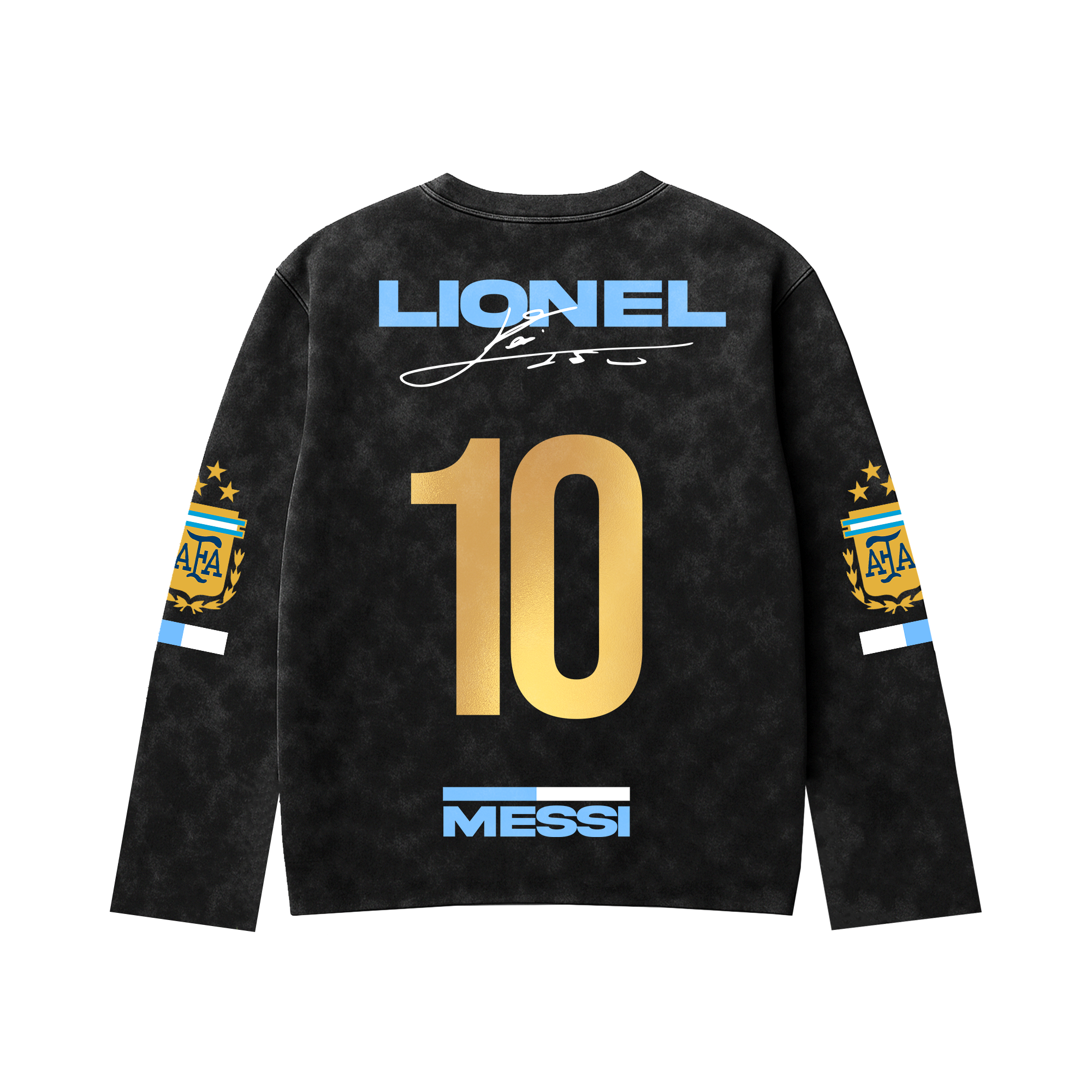 Messi Acid Wash Full Sleeve Tee