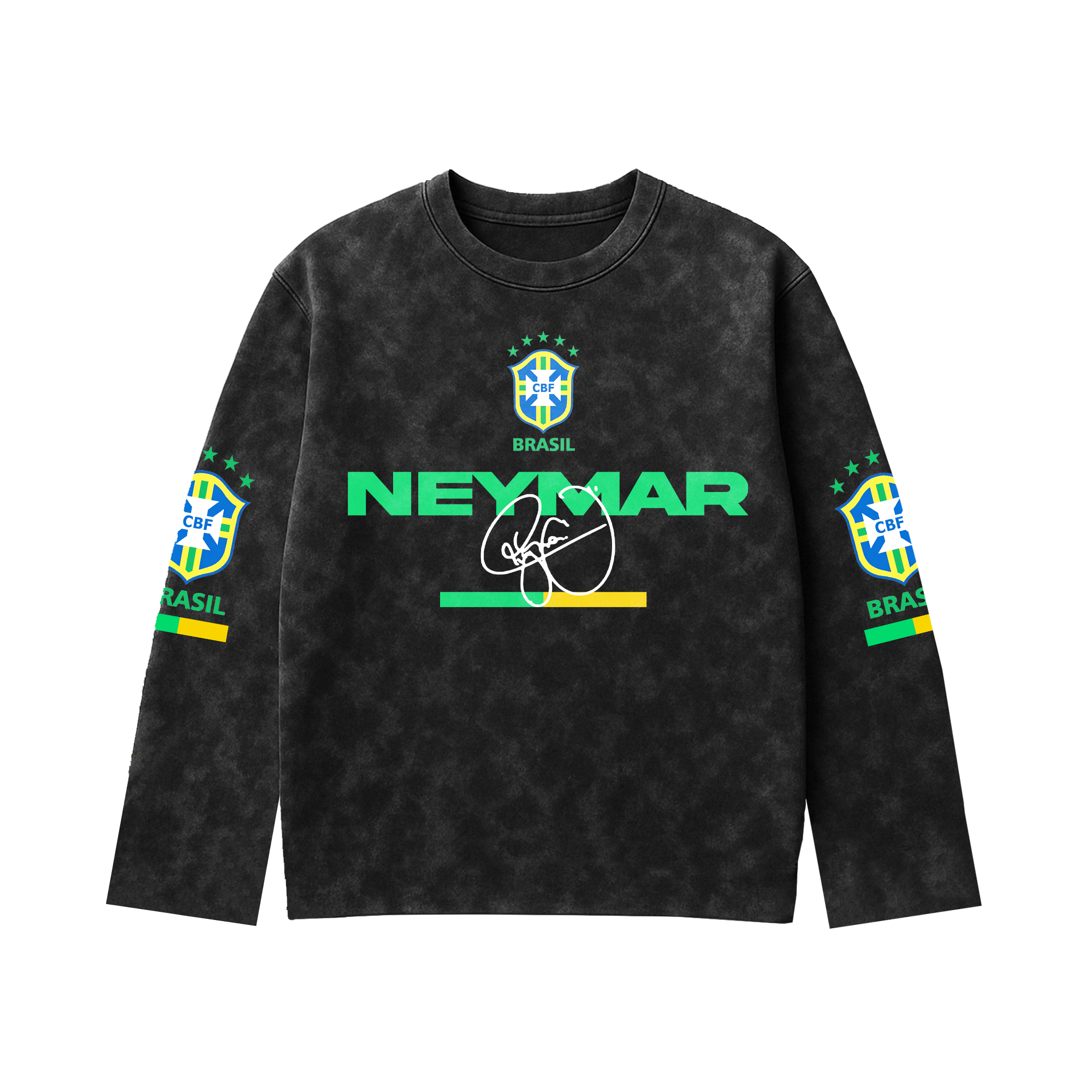 Neymar Acid Wash Full Sleeve Tee