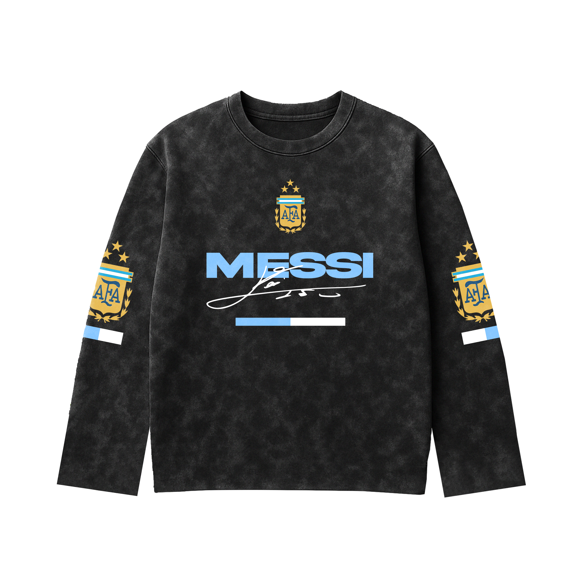 Messi Acid Wash Full Sleeve Tee