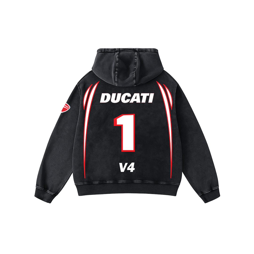 Ducati Oversized Acid Wash Hoodie
