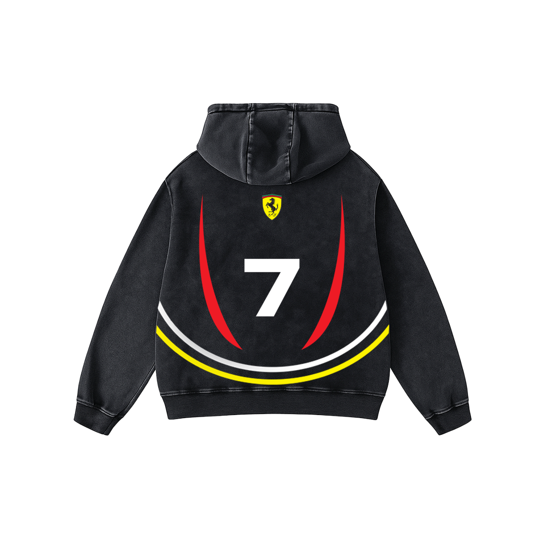 Ferrari Oversized Acid Wash Hoodie