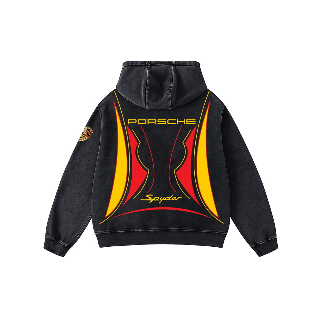 Porsche Oversized Acid Wash Hoodie