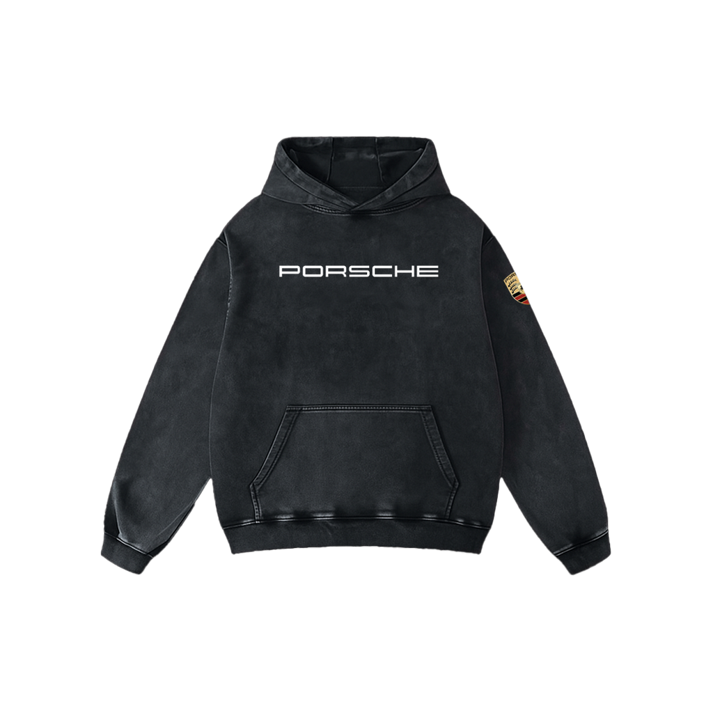 Porsche Oversized Acid Wash Hoodie